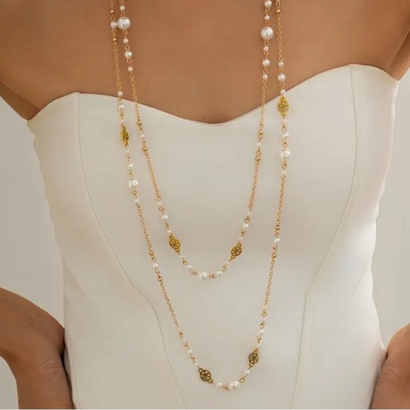 Jewelry - Stylish And Elegant Long Double-layer Pearl Imitation Necklace, stylish‎ fun